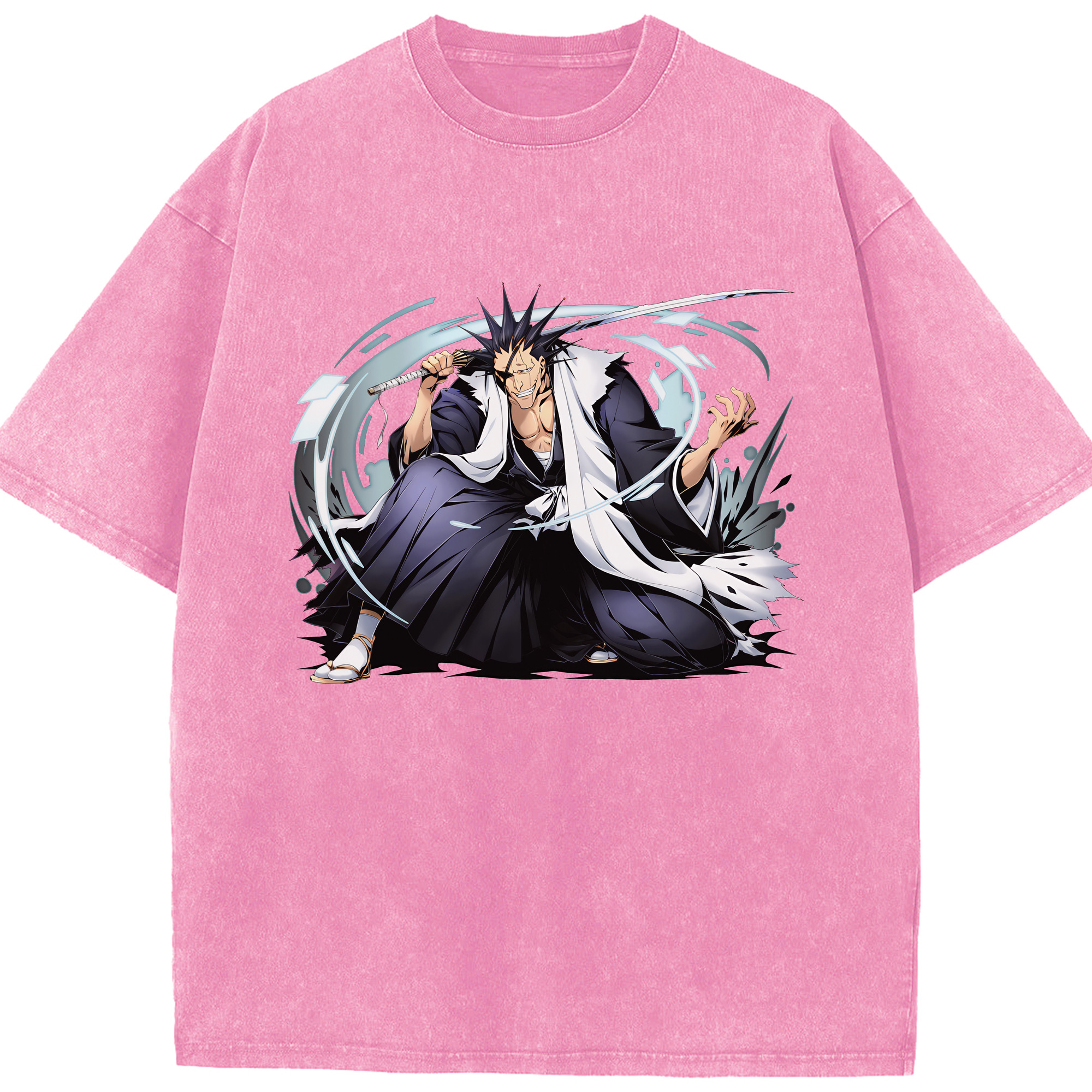 （画像用） ブリーチ ざらき けんぱち BLEACH Zaraki Kenpachi 綿100% ヴィンテージ風 半袖Tシャツ（フロントプリント）